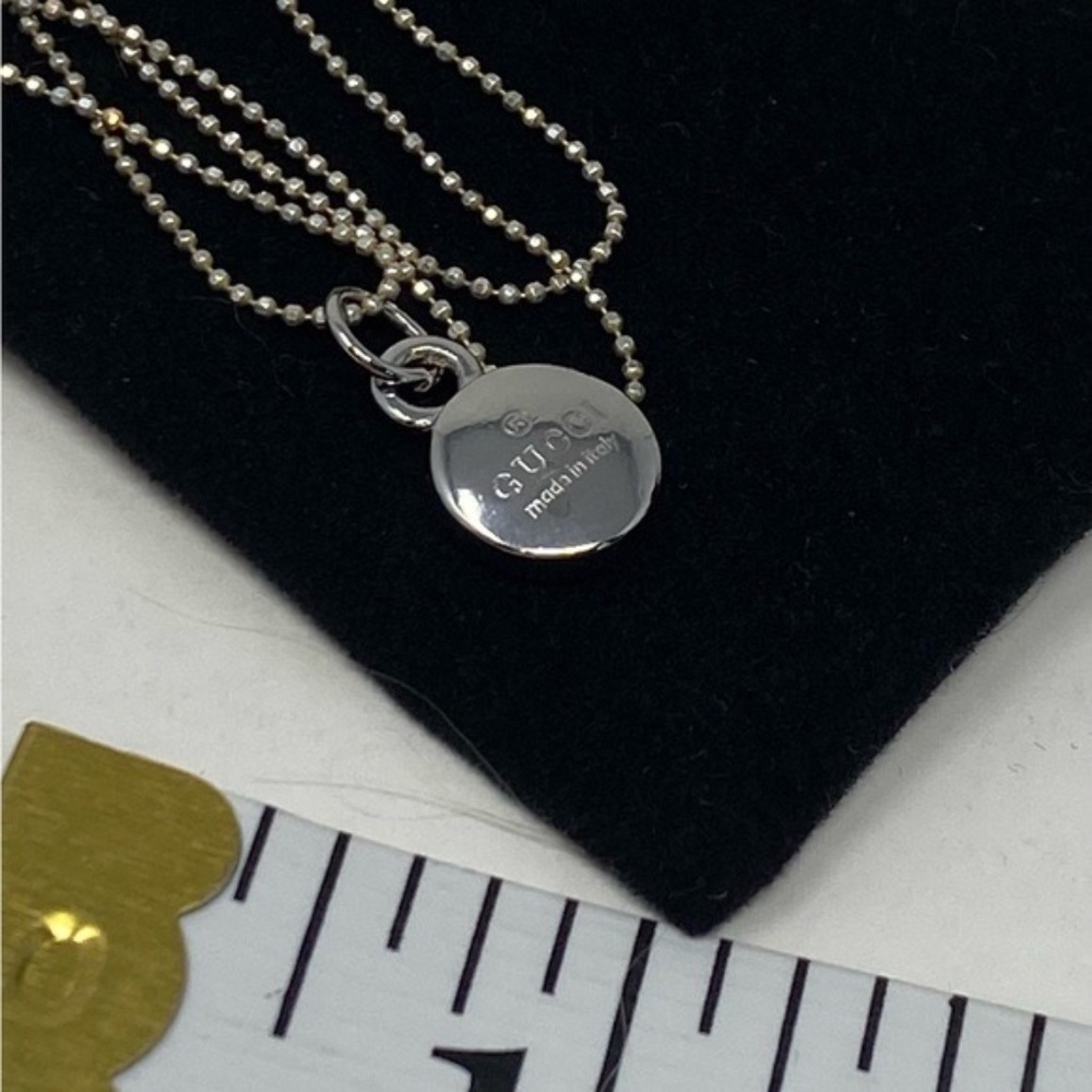 Gucci Made in Italy Silver Small Round Pendant on Sterling Silver 925 chain. - Picture 3 of 10